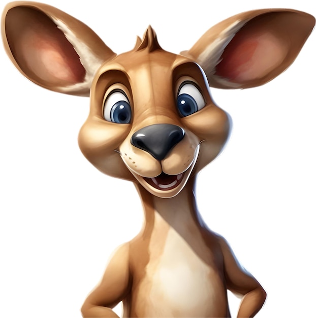 PSD watercolor drawing of a cute kangaroo in cartoon style