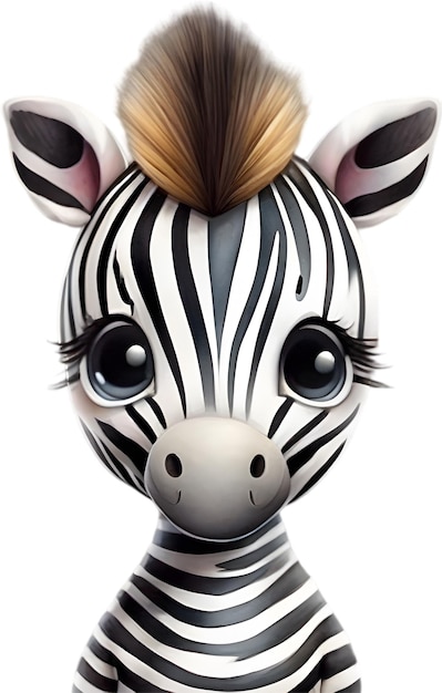 PSD watercolor drawing of a cute zebra in cartoon style