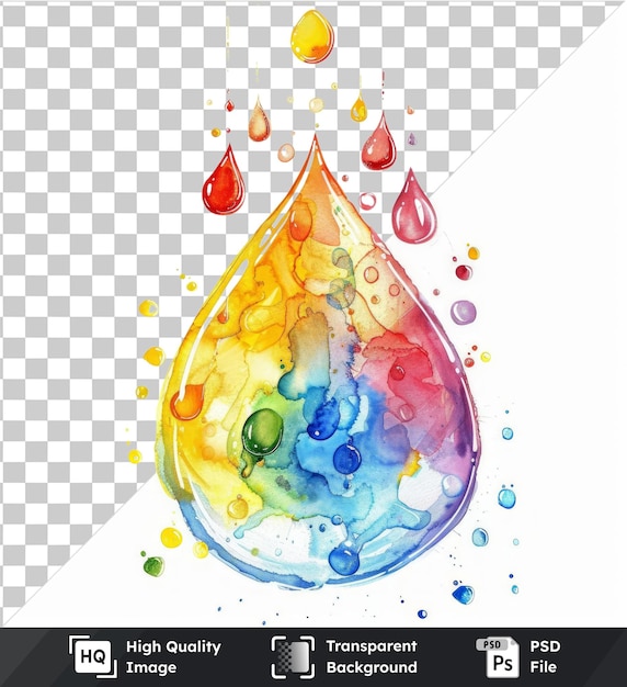 PSD watercolor droplets vector symbol raindrop blend in with the water