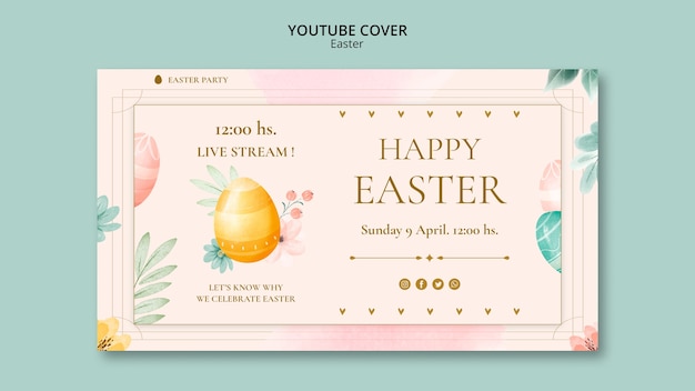 PSD watercolor easter design template