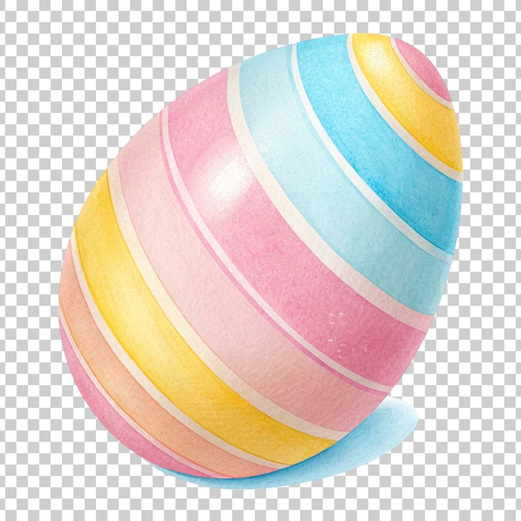 PSD watercolor easter egg with pastel stripes