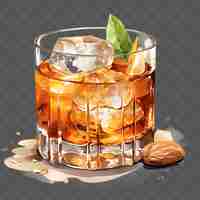 PSD watercolor of an elegant amaretto drink capturing its rich a isolated psd transparent collage art