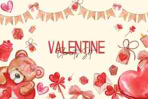 PSD watercolor elements valentine set