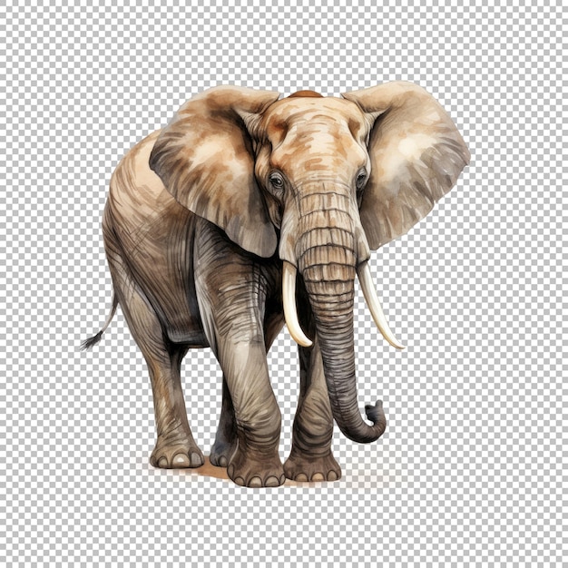 PSD watercolor elephant illustration on transparent background