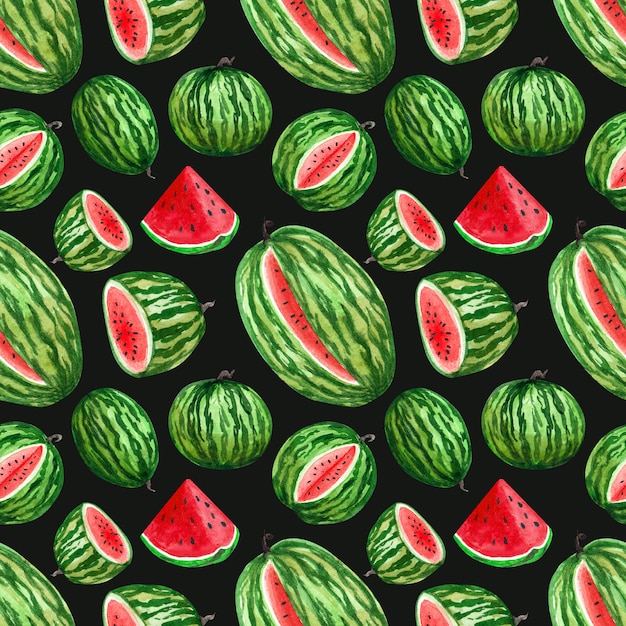 PSD watercolor endless pattern with watermelons