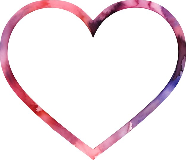 PSD 사랑 발렌타인 로맨스 커플 장식을 위한 수채화 플랫 그라데이션 하트 프레임 질감 클립 아트