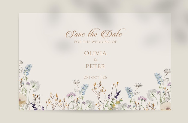 PSD watercolor floral background with delicate floral arrangementss