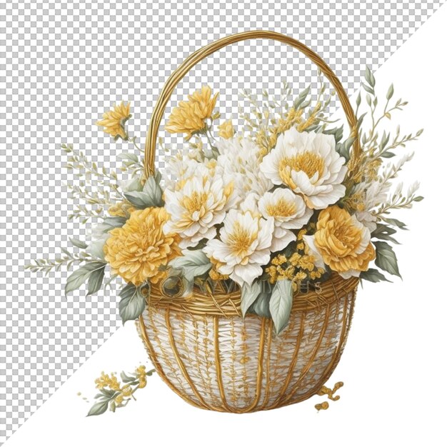 Watercolor floral Basket background