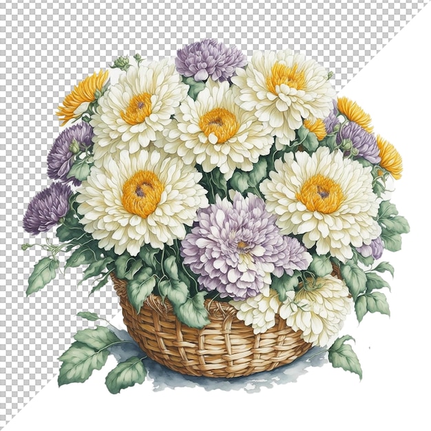 Watercolor floral Basket background