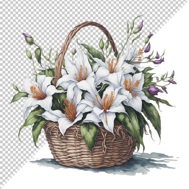 Watercolor floral Basket background