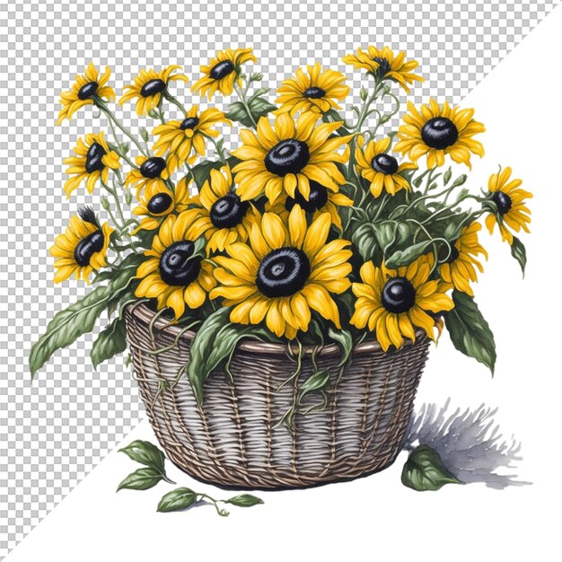 PSD watercolor floral basket background