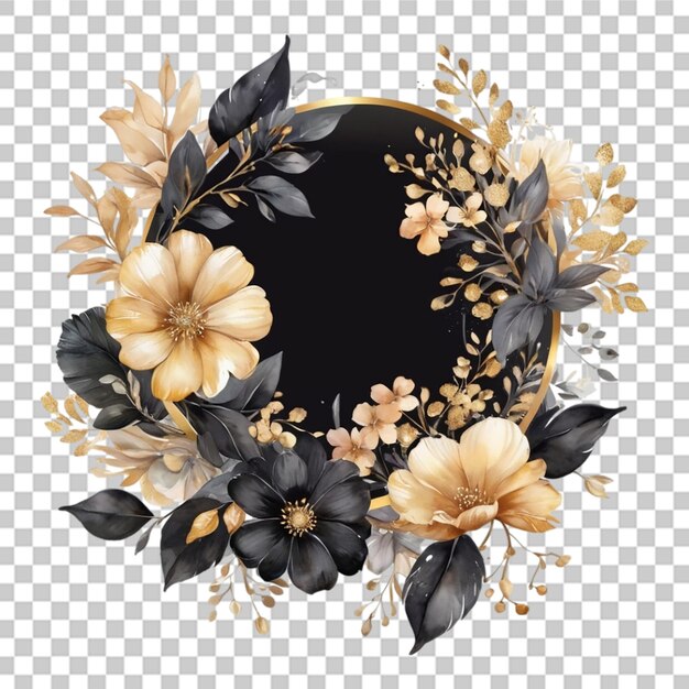 PSD watercolor floral flower bouquet and ring design isolated on transparent background