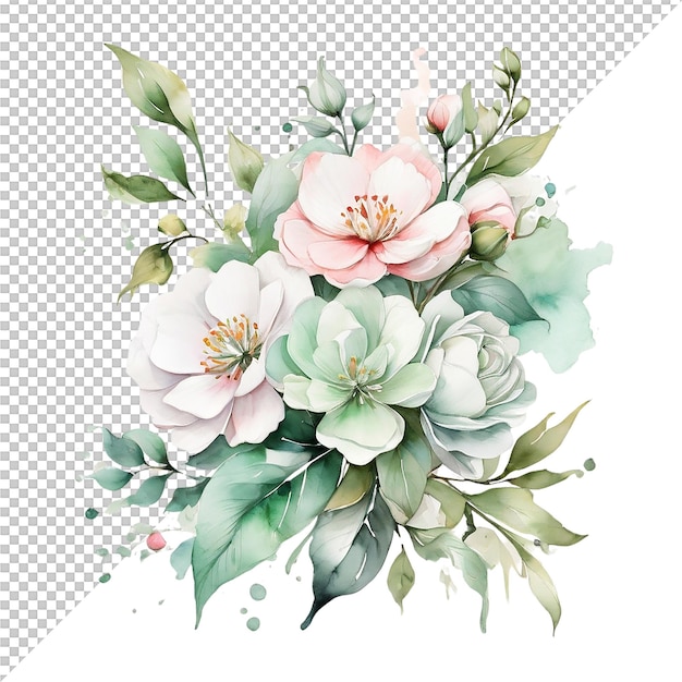 PSD watercolor floral flower design wedding decoration