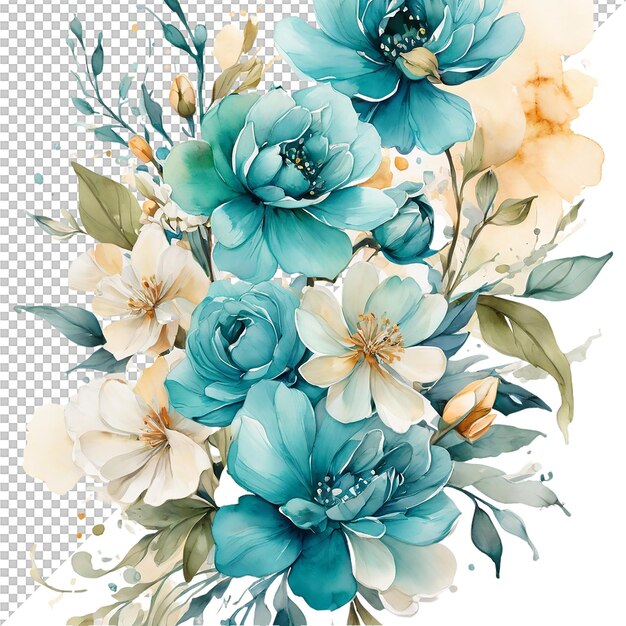 PSD watercolor floral flower design wedding decoration