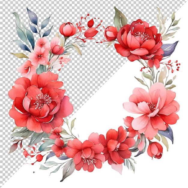 PSD watercolor floral flower frame design and wedding decoration