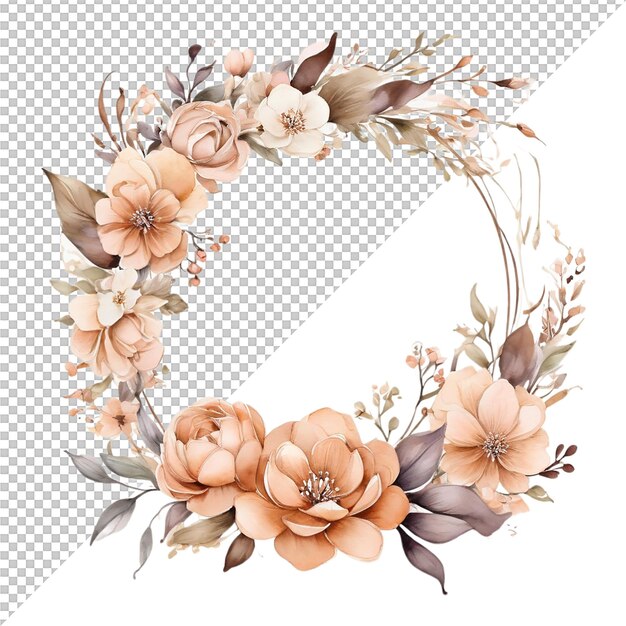 Watercolor floral flower frame design and wedding decoration