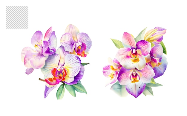 PSD watercolor floral flower png set