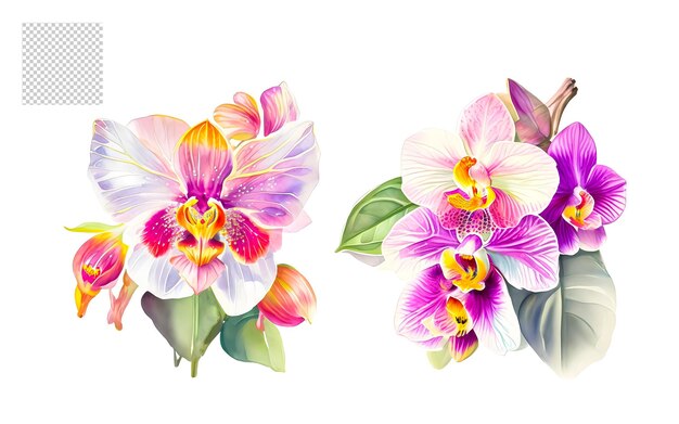 PSD watercolor floral flower png set