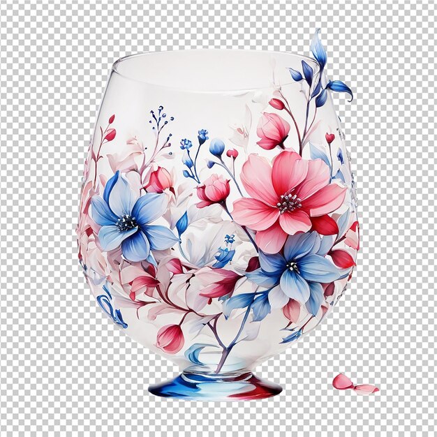 PSD watercolor floral flower zalto glass design