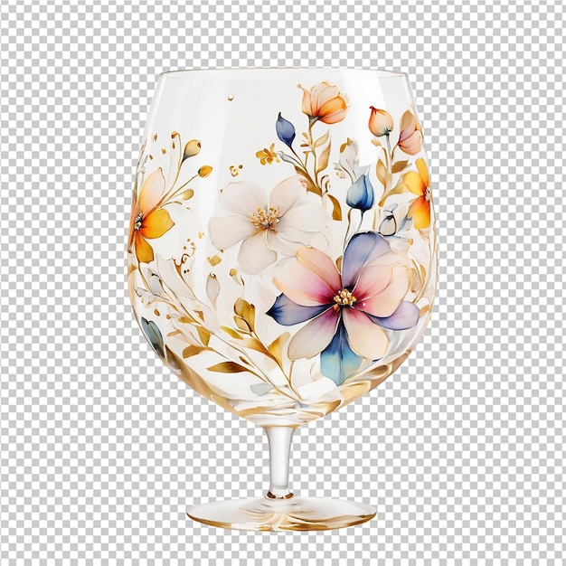 PSD watercolor floral flower zalto glass design