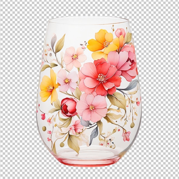 PSD watercolor floral flower zalto glass design