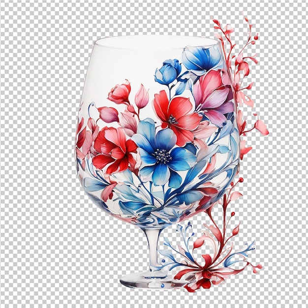 PSD watercolor floral flower zalto glass design