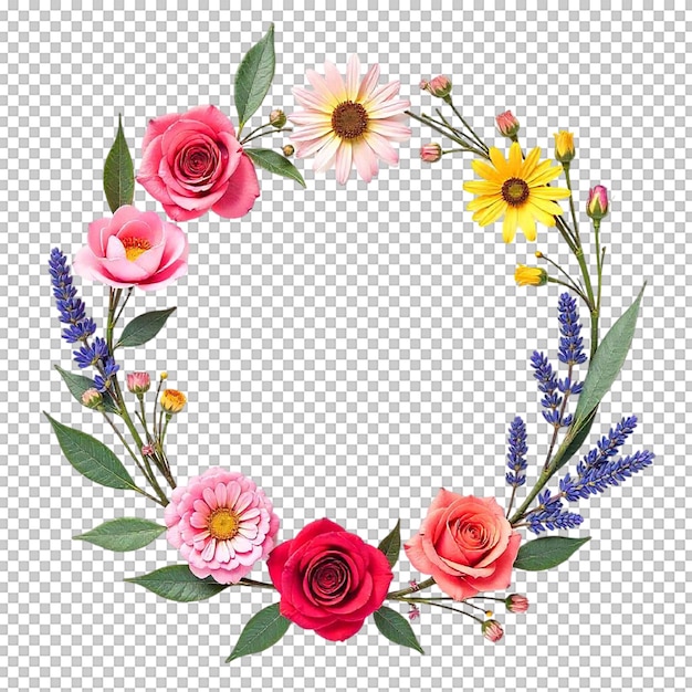 Watercolor floral frame flowers illustration isolated on transparent background