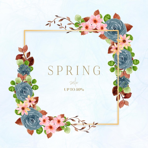 PSD watercolor floral frame