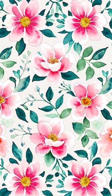 PSD watercolor floral pattern with a touch of whimsy