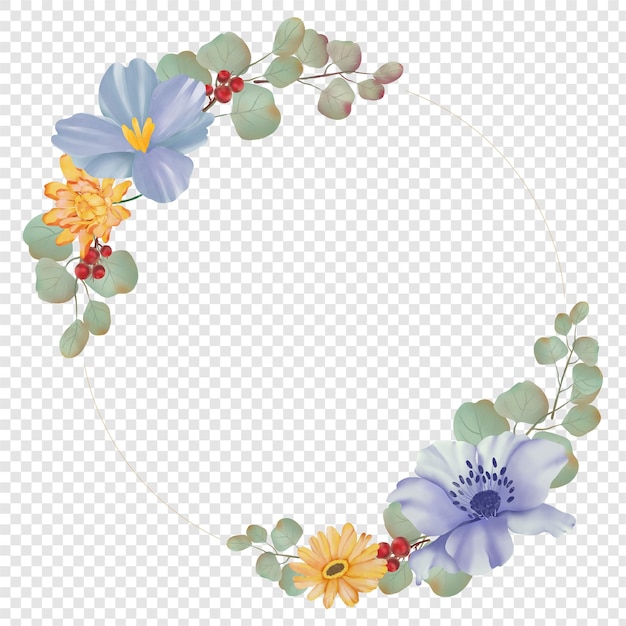 PSD watercolor floral wreath illustration element