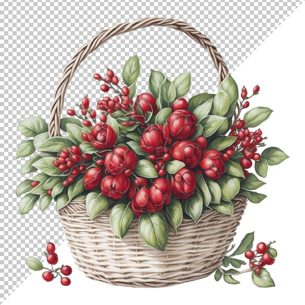 PSD watercolor flower basket background