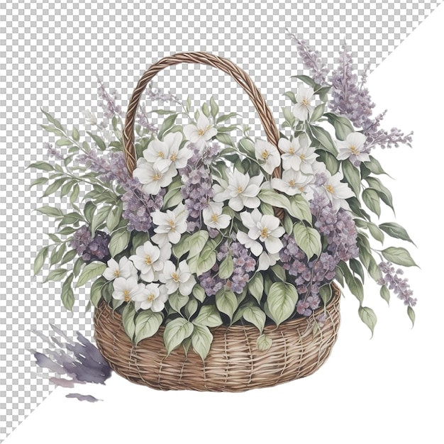 Watercolor flower basket background