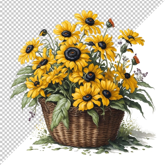 Watercolor flower basket background