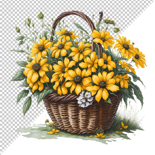 Watercolor flower basket background