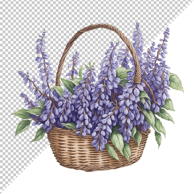 PSD Акварель дизайн цветочной корзины