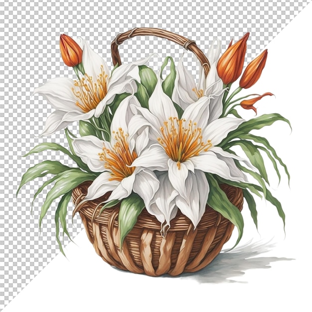 Watercolor Flower basket design