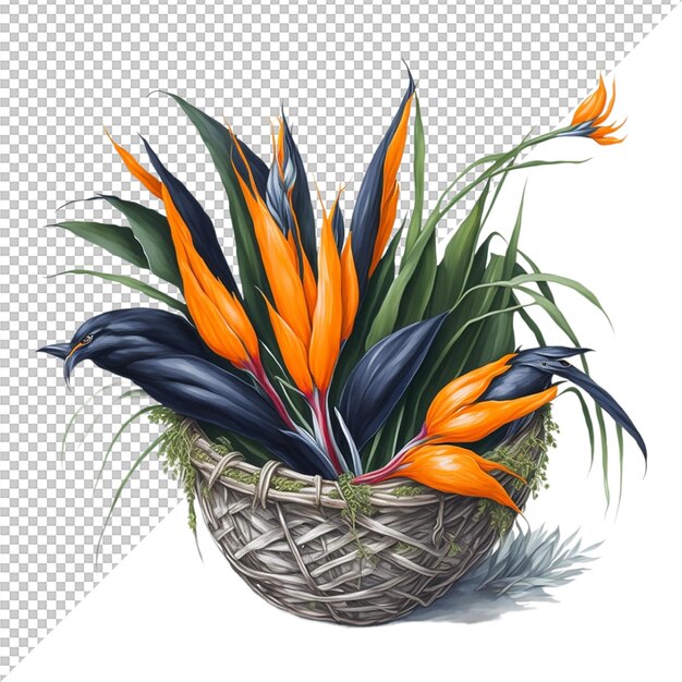 Watercolor Flower basket design