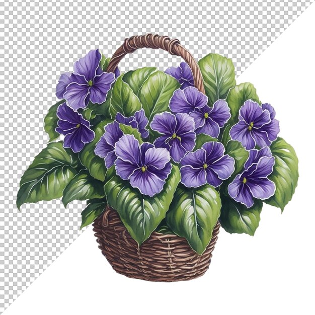 PSD watercolor flower basket