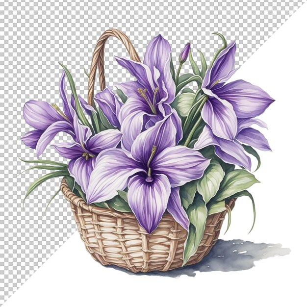 PSD watercolor flower basket