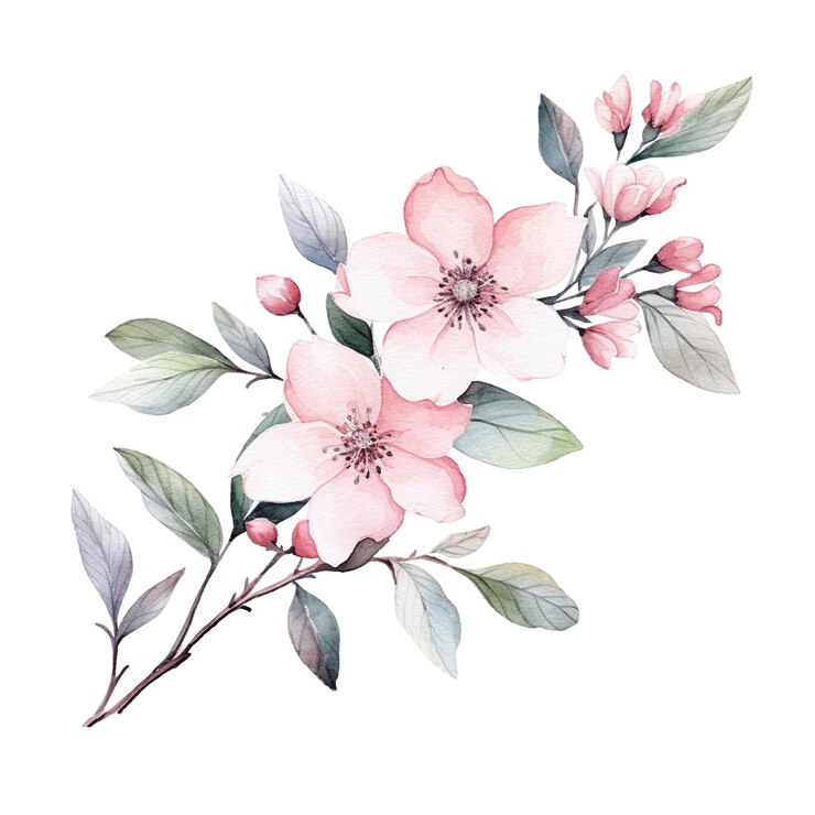 PSD watercolor flower bouquet hand drawn flowers isolated on white background