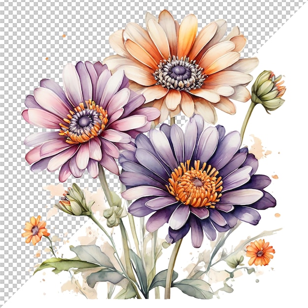 PSD watercolor flower bouquet