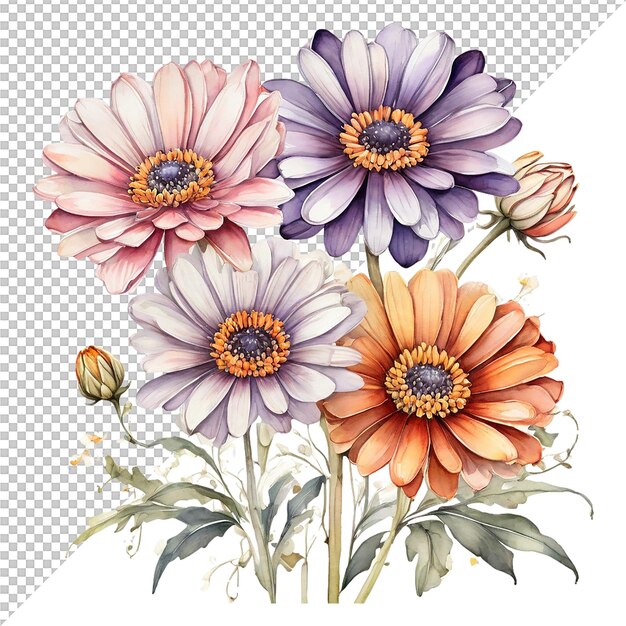 PSD watercolor flower bouquet