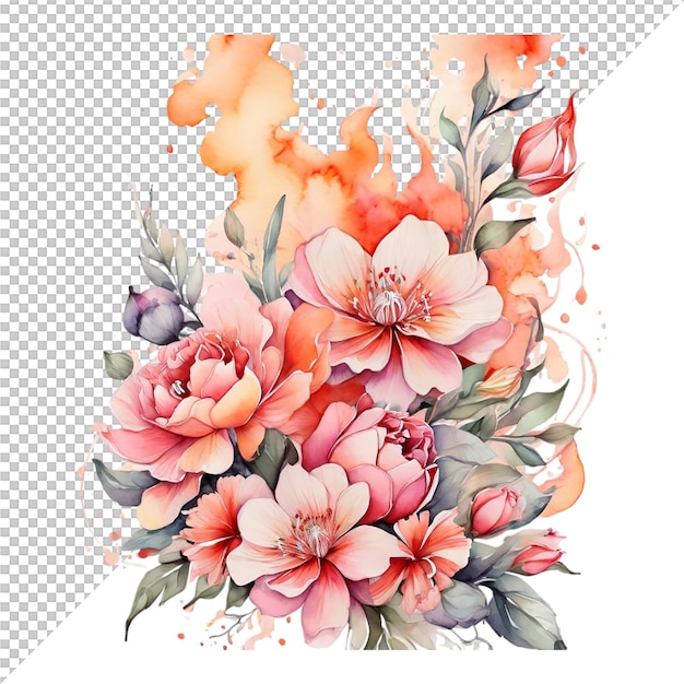 PSD watercolor flower bouquet