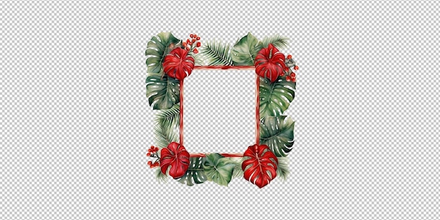 PSD watercolor flower frame decoration