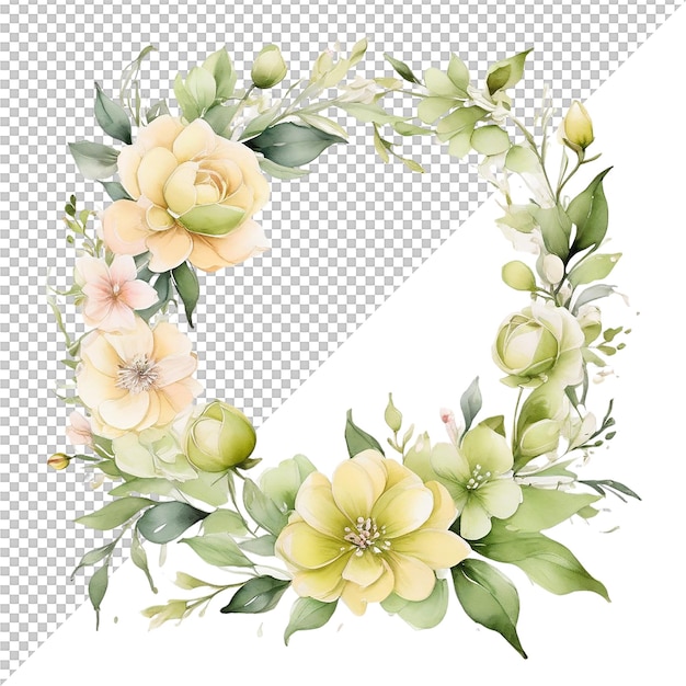 PSD watercolor flower frame design and wedding card design