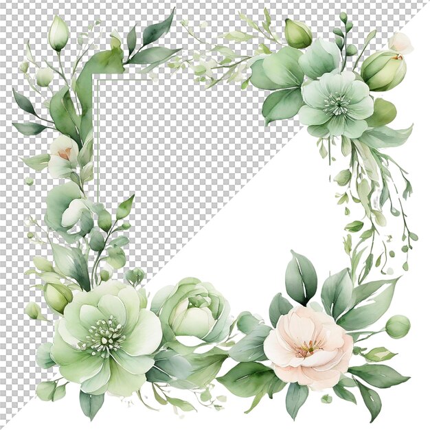 PSD watercolor flower frame design and wedding card design