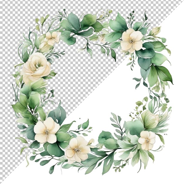 PSD watercolor flower frame design and wedding card design