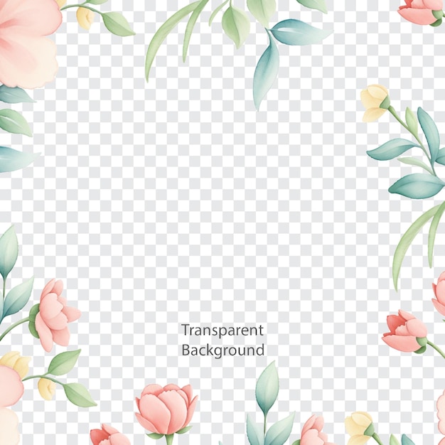 Watercolor flower frame transparent background