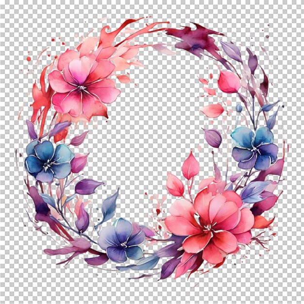 PSD watercolor flower round