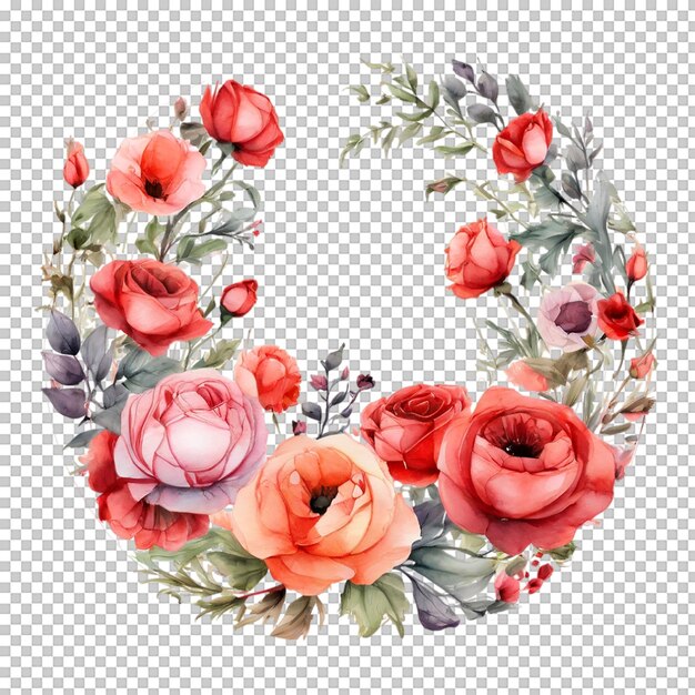 PSD watercolor flower round